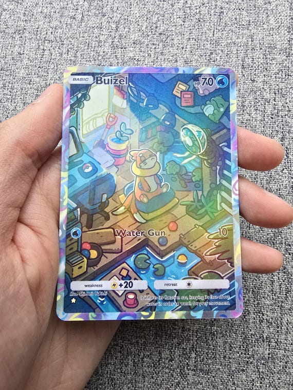 Custom, Holographic, Glossy, Pocket TCG Handcrafted Pokmon Cards - Buizel  A2b