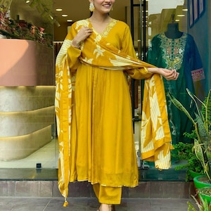 Pakistani Designer Chinon Silk fully embroidered Sequence Work Readymade Salwar Kameez Stitched Wedding Wear Suits