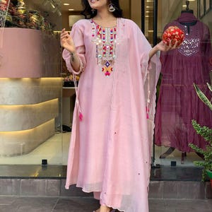 Pakistani Designer Chinon Silk fully embroidered Sequence Work Readymade Salwar Kameez Stitched Wedding Wear Suits