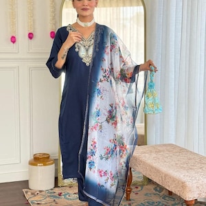 Pakistani Designer Chinon Silk fully embroidered Sequence Work Readymade Salwar Kameez Stitched Wedding Wear Suits
