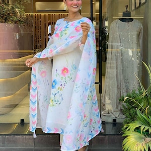 Pakistani Designer Chinon Silk fully embroidered Sequence Work Readymade Salwar Kameez Stitched Wedding Wear Suits