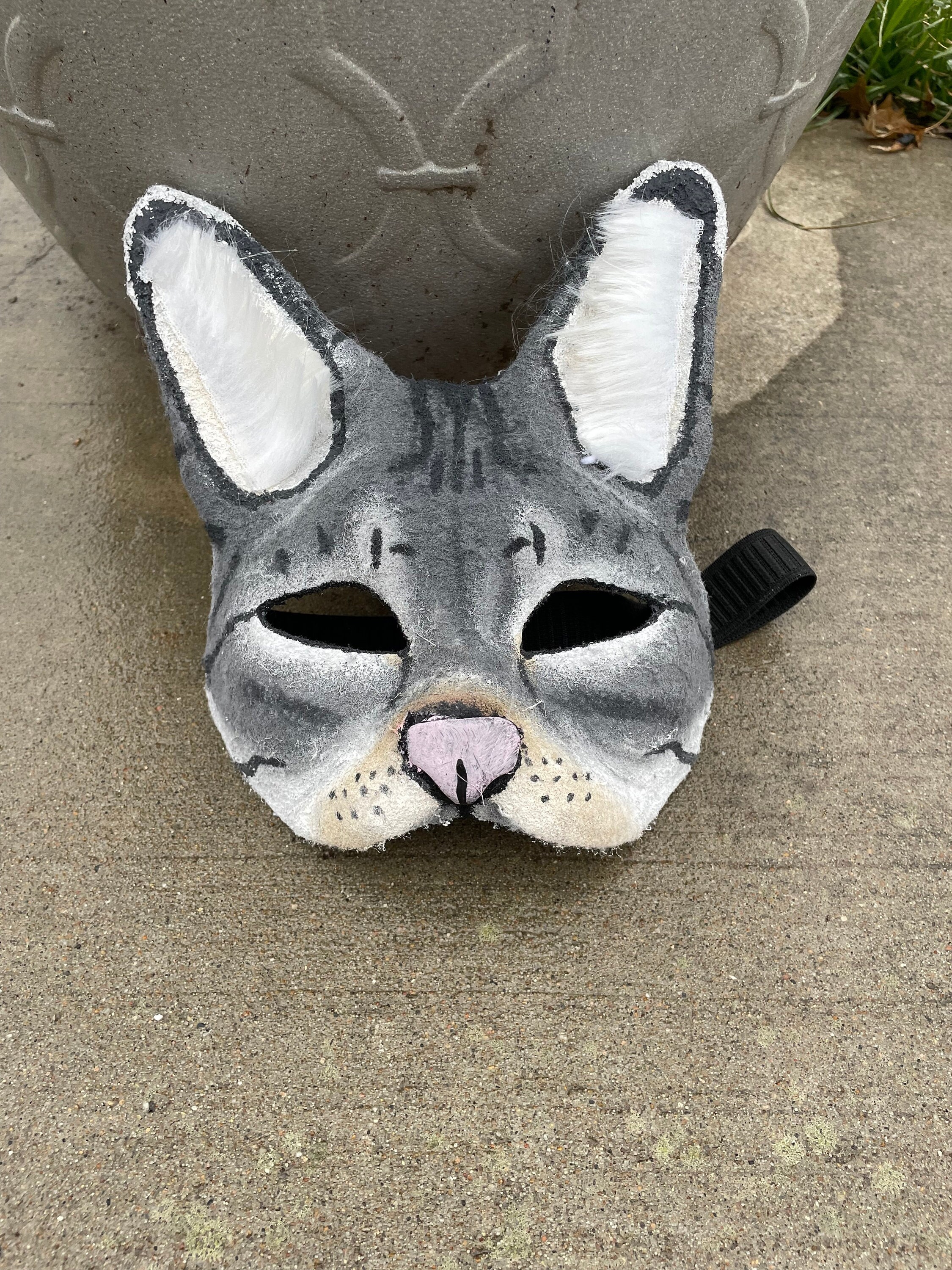 Therian mask - grey tabby cat mask - quadrobics gear - fursuit - furry -  grey cat mask - theriotype - therian gear