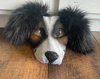 Handmade St. Bernard mask for furries, therians and more! Made from a white cat mask base!