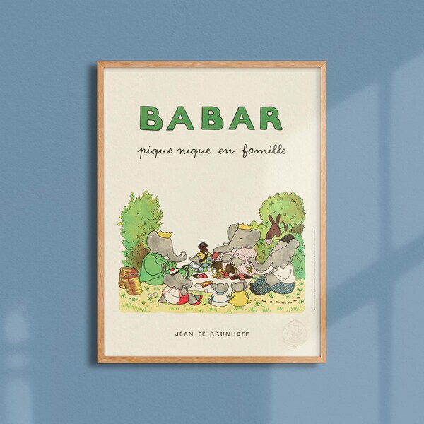 Affiche Babar pique-nique en famille