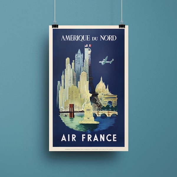 Affiche d'agence Air France - Amérique du Nord