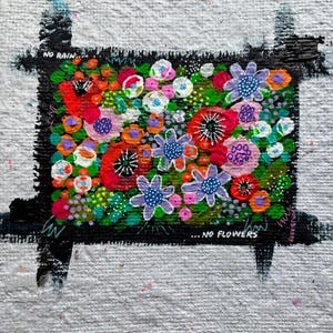 Carta fatta a mano - Carta dipinta Collage Fiori Originale Opera d'arte A4 Insegnante Educatore Regalo