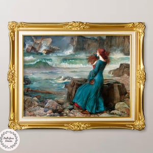 John William Waterhouse: Miranda The Tempest (1916), Vintage portrait of Shakespeare character, Digital download painting print