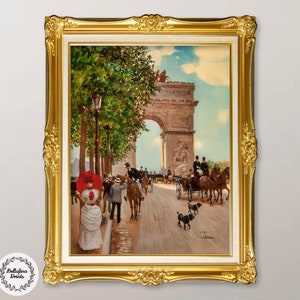Jean Béraud: L&#39;Arc de Triomphe Champs Elysees (1882), Digital vintage fine art print, 19th Century life in Paris wall art