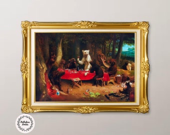 William H. Beard: Bears Picnic (1894), Impresión de pintura de animales caprichosa vintage, Impresión de bellas artes de descarga digital