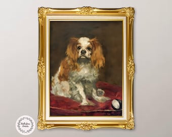 Edouard Manet: A King Charles Spaniel (1866), Vintage dog portrait, Fine art digital download, Antique wall art download