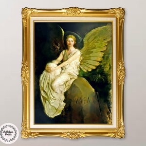 Abbott Handerson Thayer: Stevenson Memorial (1903), Vintage memorial portrait digital print, Angel portrait art print