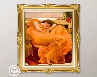 Frederic Leighton: Flaming June (1895), Vintage portrait painting print, Digital fine art portrait print