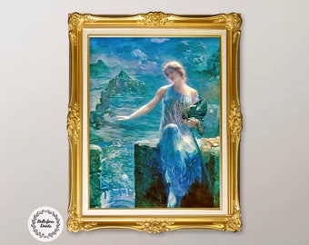 Edward Robert Hughes: The Valkyrie’s Vigil (1906), Pre-Raphaelite fine art print, Mythological art print, Downloadable art prints