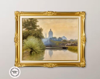 Richard B. Gruelle: The Canal, Morning (1894), Retrato de paisaje vintage, Descarga de paisaje digital, Descarga digital de paisaje