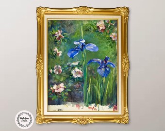 John La Farge: Rosas silvestres e lirios (1887), Estampado floral vintage en acuarela, Impresión digital de rosas e lirios