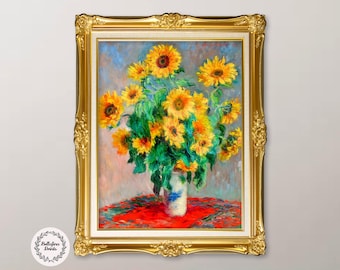 Claude Monet: Bouquet of Sunflowers (1881), Vintage floral still life painting print, Digital fine art print