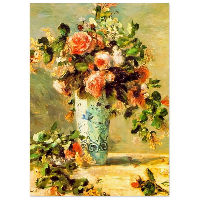 Pierreauguste Renoir Roses and Jasmine in a Delft Vase 1881, Fine Art