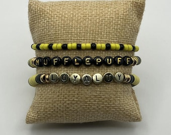 Hufflepuff Friendship Bracelet Set – Loyalty & House Colors – Harry Potter Fan Gift (Set of 3)