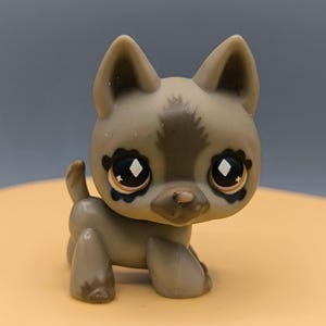 Littlest Pet Shop Schäferhund #491, grauer schäferhund, authentische Tierfigur, LPS Sammlung, LPS Sammlergeschenk, Vintage Spielzeug Hasbro