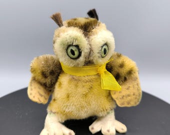 Gufo vintage Wittie Steiff anni '60, collezione di peluche, Germania, regalo per collezionisti di gufi