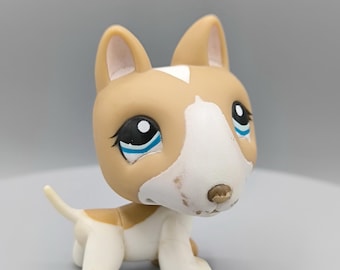 Littlest Pet Shop Bull Terier #1095, light brown bull terier, authentic pet figurine, LPS dog collection, LPS collector gift, toy Hasbro