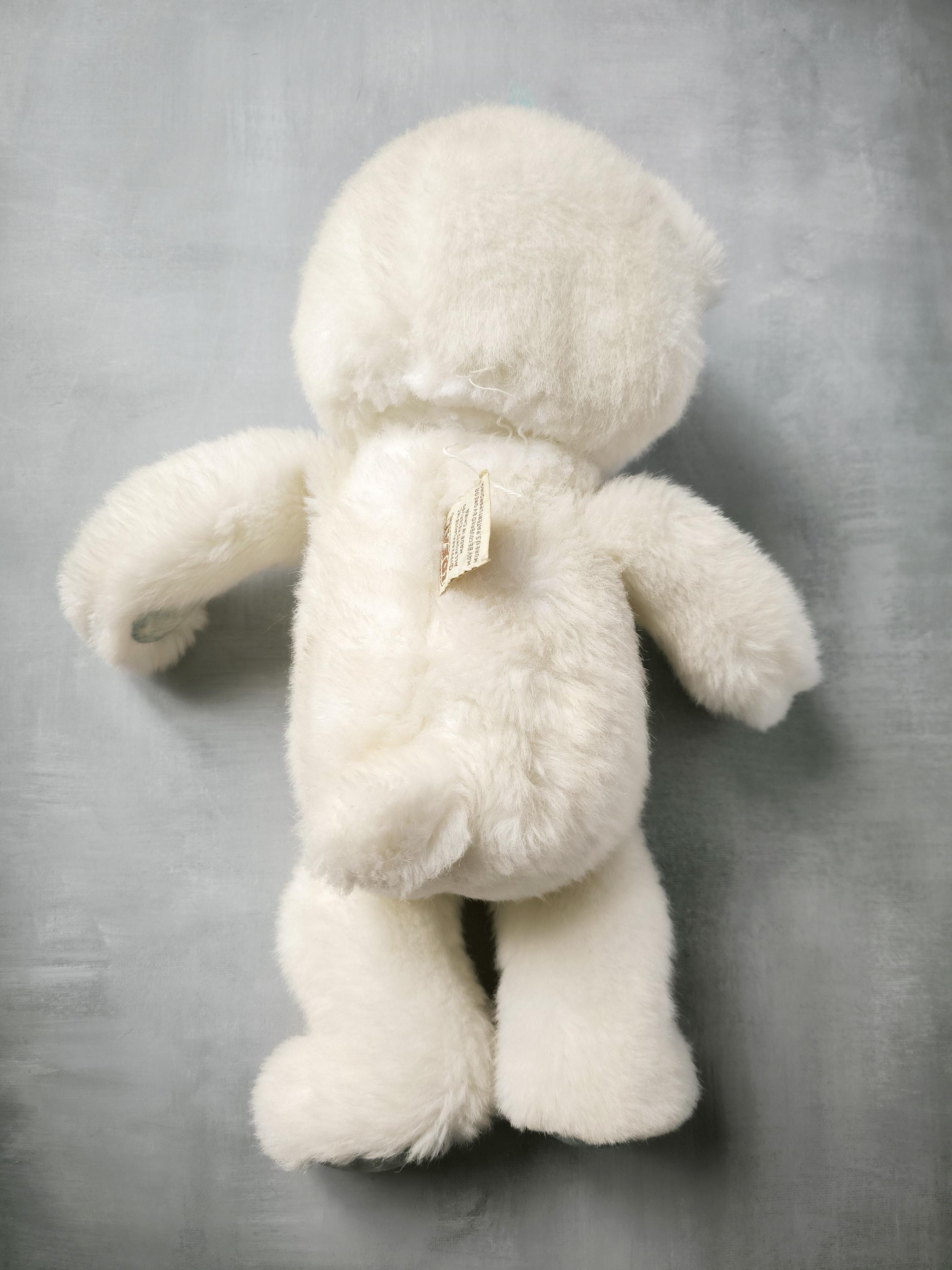 Vintage Plush White Teddy Bear Ideal 1992, White Bear With Blue Eyes ...