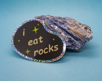 ik eet rotsen glitter vinyl sticker