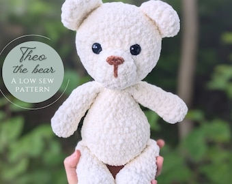 Theo the Bear - Low Sew Crochet Pattern / Amigurumi PDF File
