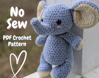 Anne the No Sew Elephant Crochet Pattern / Amigurumi Plushie PDF File