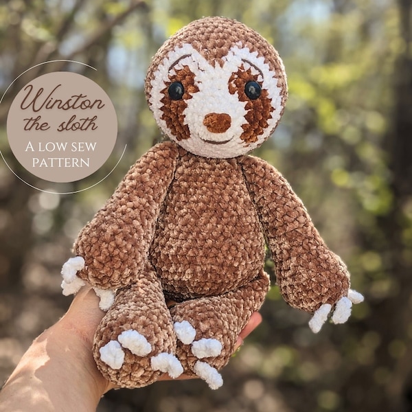 Winston the Sloth - Low Sew Crochet Pattern / Amigurumi PDF File