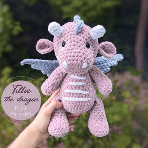 Modèle au crochet Tillie le dragon / Amigurumi en peluche pour bébé / Fichier PDF