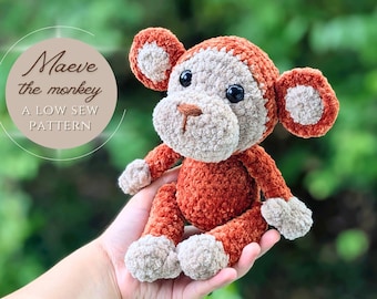 Maeve the Monkey - Low Sew Crochet Pattern / Amigurumi PDF File