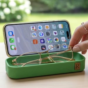 Personalized Phone Stand Charging Station Desk Organizer Accessory Set Bedside Table Device Dock Phone Holder Eyeglass Storage Tech Caddy