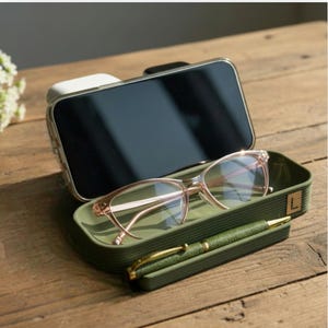 Apple Device Organizer Stand MagSafe Charging Dock Station Cable Management System Personalized Wood Insert Laser Engraved Initial Tech Accessory Holder iPhone Watch AirPods Compatible Modern Design Desk Organization Solution Nightstand