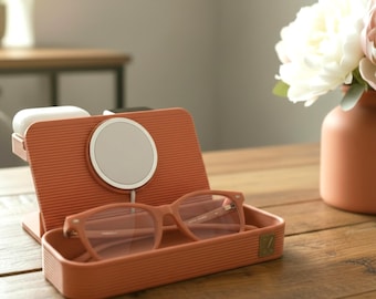 Magsafe Charging Station Desk Organizer Tech Hub Nightstand Accessory Phone Dock Watch Holder Eyeglass Stand Bedside Charger Birthday Gift