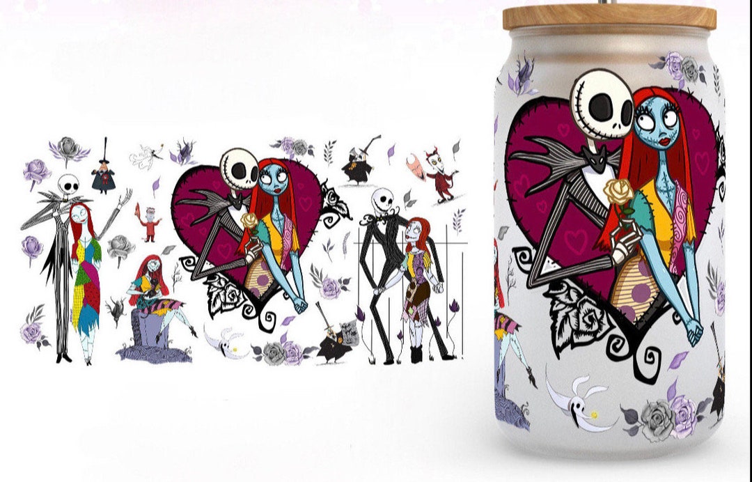 Cartoon Inspired the Nightmare Before Christmas 16oz Frosted Glass Tumbler Spooktacular Sipping