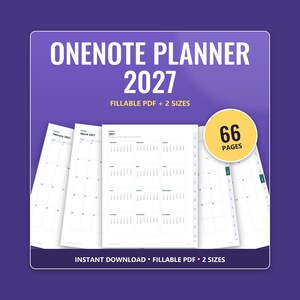 Agenda OneNote 2027 / Modello di agenda digitale per Microsoft OneNote, con collegamenti ipertestuali