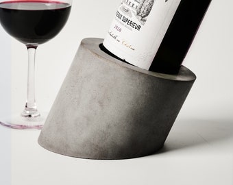 Concrete Wine Bottle Holder - Brutalist Wine Holder - Bauhaus wine Holder