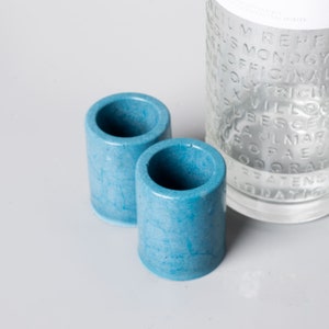 Blue Concrete Shot Glass Set of 2: Modern Bar Accessories