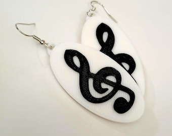 Treble clef earrings, gift for music teacher or musician, women's jewelry dangle