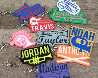 Customizable keyring 3D printed musicians students instrument case backpack gift idea tag organize items lots of colors music present