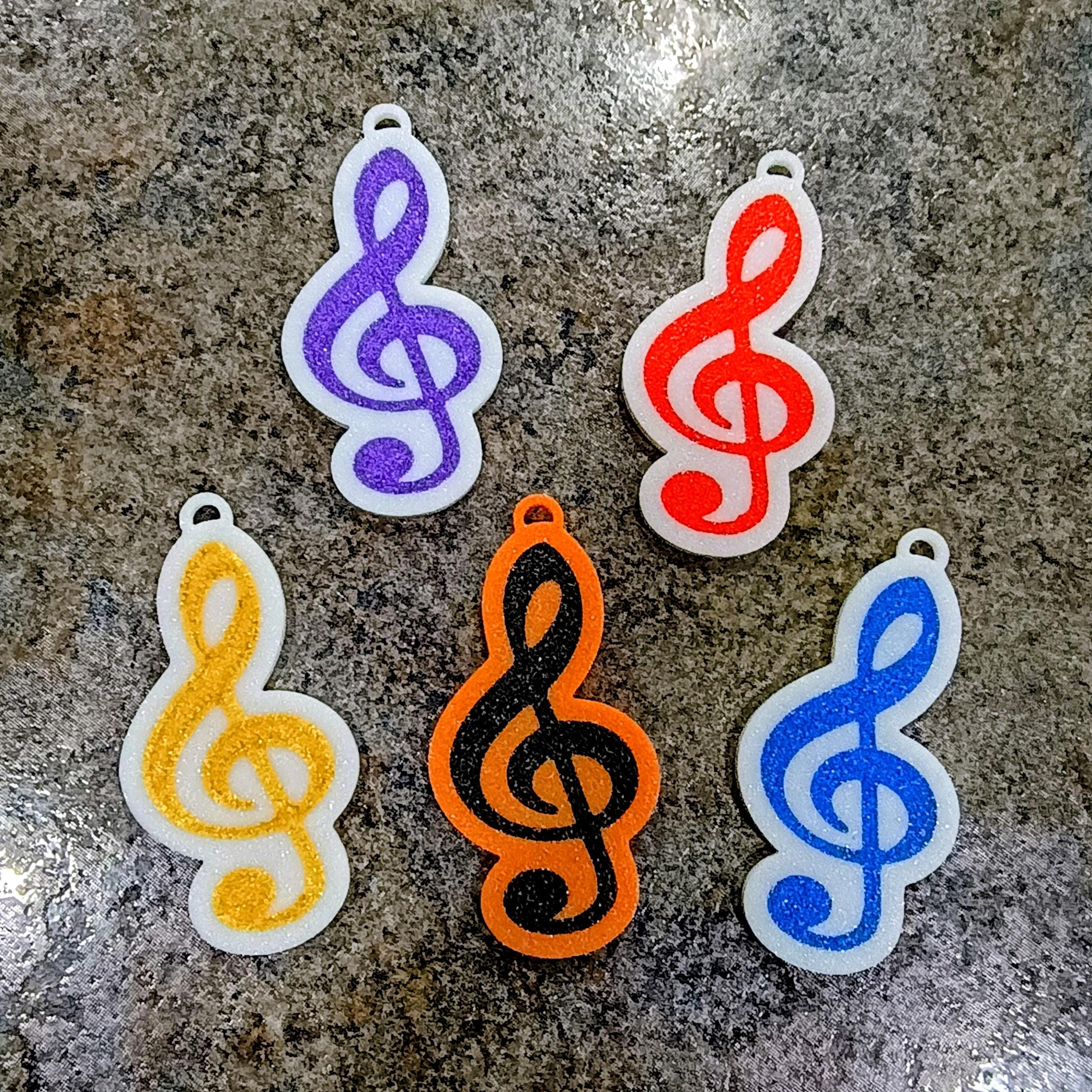 Custom Instrument Case Tags Treble Clef Bass Clef Custom Keychain 3D Printed Instrument Case Tag ...