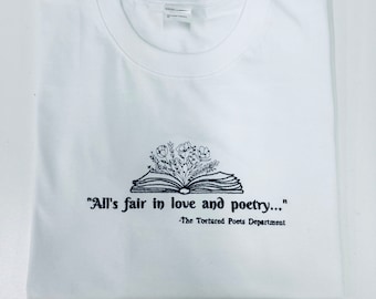 Embroidered Poetry T-Shirt, TTPD Shirt, TTPD Inspo Tee Shirt, All is Fair Tee Shirt, TTPD TShirt, Gift for Her, Tortured Poets Tee, Fan Gift