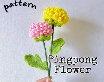 Pingpong flower crochet pattern, Crochet flower bouquet pattern, Crochet mothers day, Flower Pattern, English Pattern, Crochet Gift