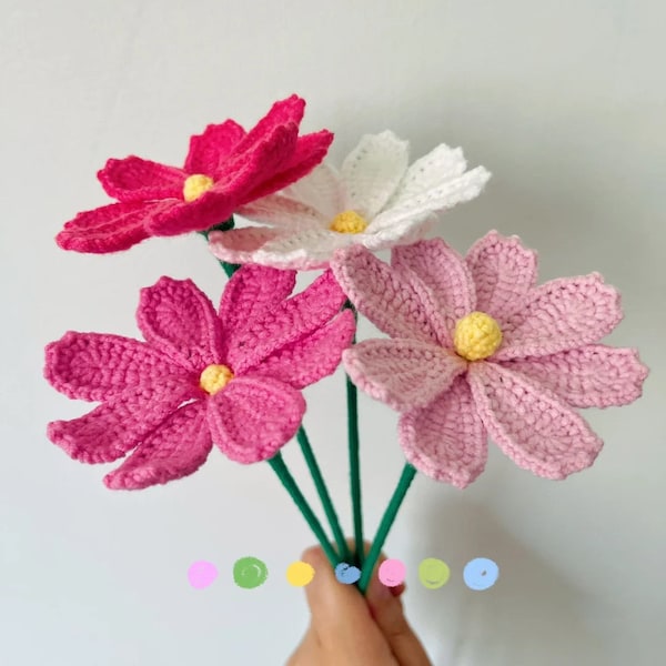 Crochet Cosmos Bipinnatus Flowers Pattern, Crochet Flower Bouquet , Crochet Flower Pattern, Wedding Flower, Crochet Mothers Day Pattern