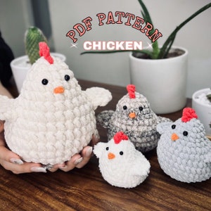 Pocket Chicken Siblings, Chicken Crochet Pattern, Crochet Pattern, Amigurumi Crochet Pattern, Funny Chicken Crochet, English Pattern