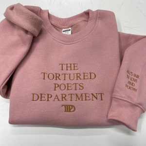The Tortured Poets Department Embroidered Sweatshirt, Gift For Fan, TS New Album Sweatshirt,The Eras Tour 2023 Shirt, TS Swiftie Concert Tee