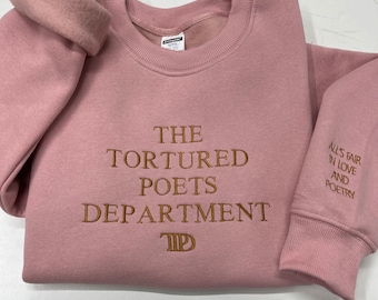 De Tortured Poets Department Geborduurd Sweatshirt, Cadeau voor fan, TS New Album Sweatshirt, The Eras Tour 2023 Shirt, TS Swiftie Concert Tee