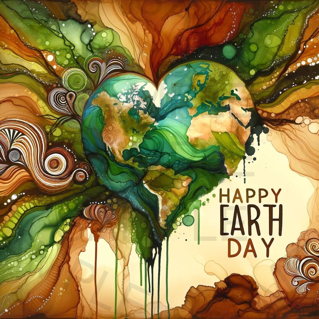 Earth Day Ecard Green and Brown, Earth Tones Digital Download Etsy