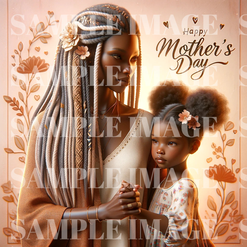 Mother & Child Love Art Ecard- African American Mom Daughter - Floral ...